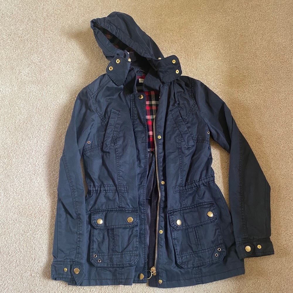 Navy Overcoat Zip Up Jacket